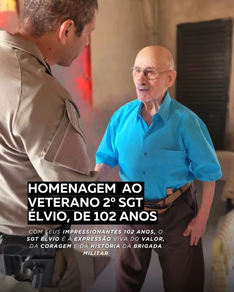 Brigada Militar de Jaguarão homenageia o Veterano 2º Sgt Élvio de 102 anos