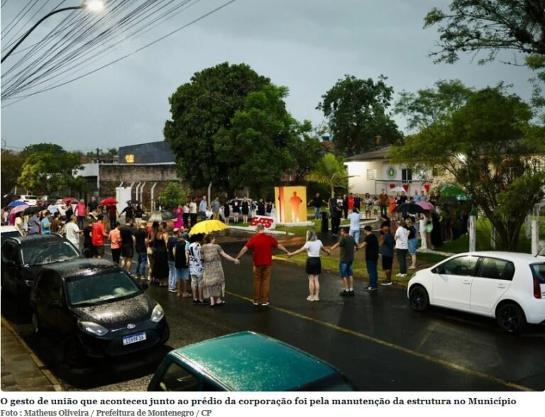 Em um “abraço” simbólico, lideranças se mobilizam contra extinção da Escola de Formação da BM em Montenegro