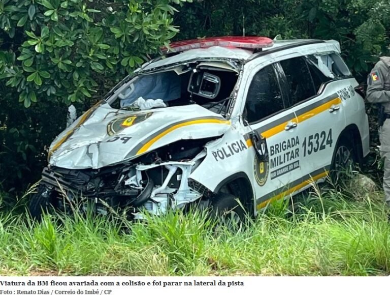 Acidente envolvendo viatura da Brigada Militar deixa quatro pessoas feridas no Litoral Norte